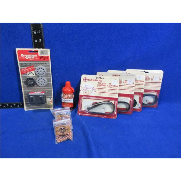 Lot of Misc. - Slingshot Replacement Kits, 357 Speedloader Kit, .177 Cal. BB's
