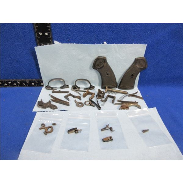 Lot of Assorted Webley Revolver Parts - Grips, Springs, Trigger Guards, Etc.