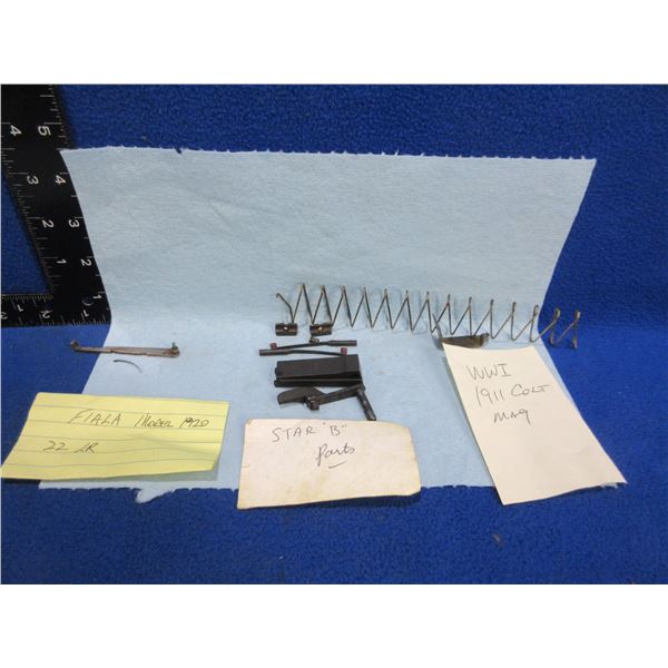 Lot of Misc. Handgun Parts - Star B, Fiala Model 1920, Colt 1911