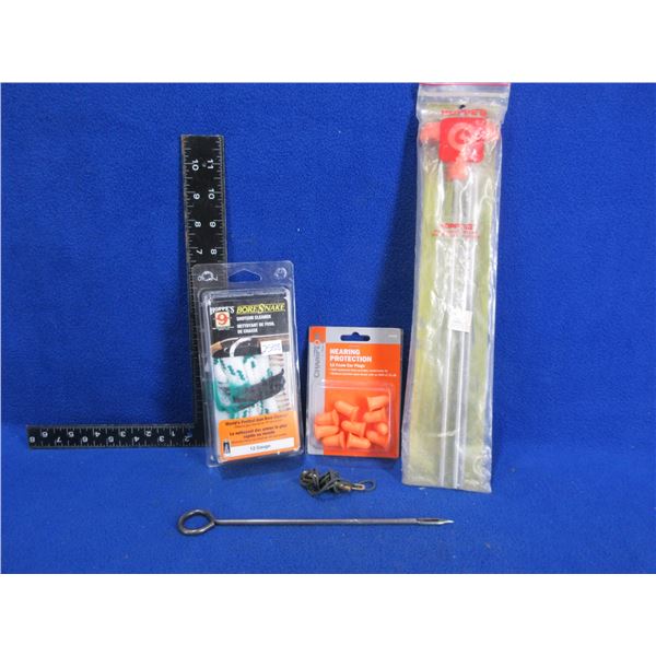 Lot of Misc. - 12 Ga. Bore Snake, Cleaning Rods, Hearing Protection