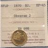 Image 1 : 1870 Newfoundland $2 Gold