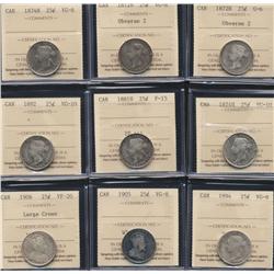 Lot of Nine Twenty Five Cents