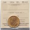 Image 1 : 1914 Five Dollar Gold