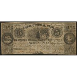 1835 Agricultural Bank $5