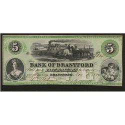 1859 Bank of Brantford $5