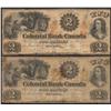 Image 1 : Lot of Two 1859 Colonial Bank of Canada $2