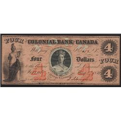 1859 Colonial Bank of Canada $4