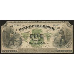 1871 Bank of Liverpool $5