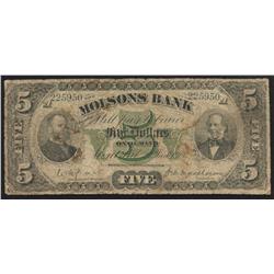 1900 Molsons Bank $5