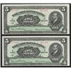 Image 3 : 1922 Molsons Bank $5 Lot of Two Consecutive Serial #'s