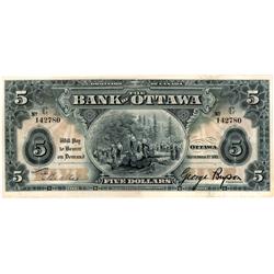 1913 Bank of Ottawa $5