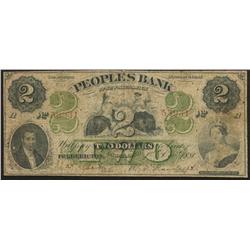 1881 Peoples Bank of New Brunswick $2