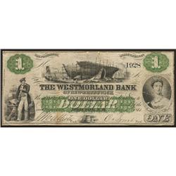 1861 Westmorland Bank of New Brunswick $1