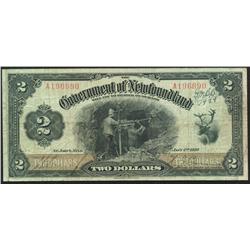 1920 Government of Newfoundland Two Dollar Cash Note