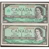 Image 1 : 1954 & 1967 Bank of Canada $1 Replacement Lot of Two