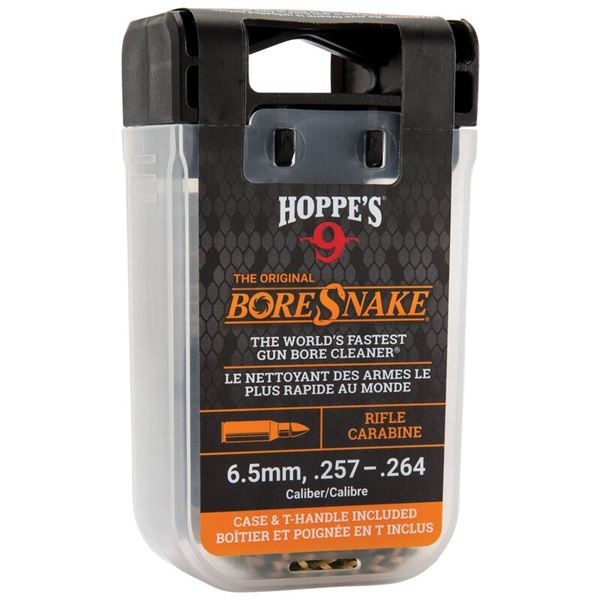 Hoppe's BoreSnake w/ Carry Case & Pull Handle 6.5mm/.257-.264 Cal UPC 26285001020 SKU 24013D
