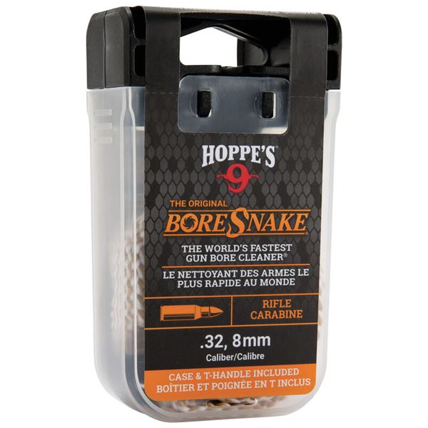 Hoppe's BoreSnake w/ Carry Case & Pull Handle .32/8mm UPC 26285001068 SKU 24016D