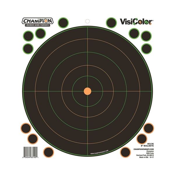 Champion VisiColor Adhesive 8" Bullseye Target (5-Pack) UPC 604544631401 SKU 46136