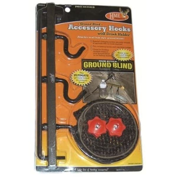 HME Ground Blind Accessory Hooks w/ Drink Holder UPC 830636006127 SKU HME-GBAH-2