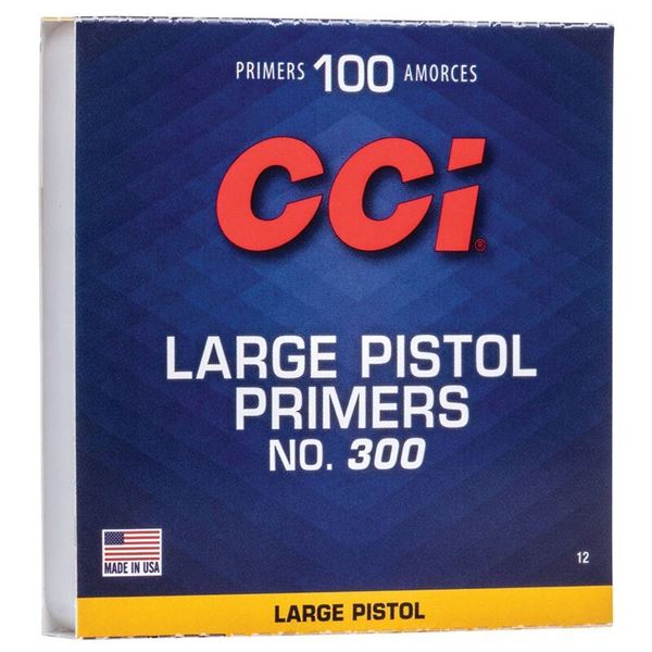 CCI Large Pistol Primers No. 300 (100 Count) UPC 76683000125 SKU 12