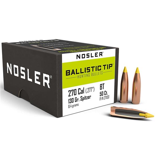 Nosler Expansion Tip 270 Caliber 130 Grain .277 Spitzer (50 Count) UPC 54041592987 SKU 59298