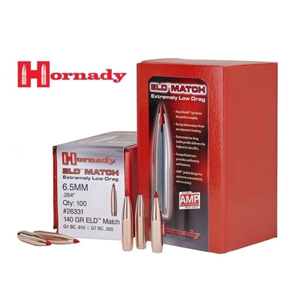 Hornady ELD Match 6.5mm 120 Grain ELD Match .264 (100 Count) UPC 90255261752 SKU 26175