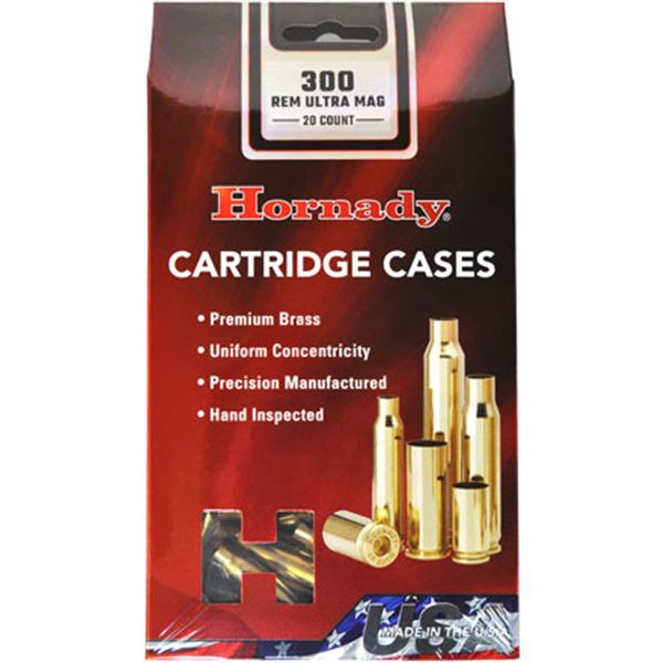 Hornady Cartridge Cases 300 Rem Ultra Mag Unprimed Brass (20 Count) UPC 90255867244 SKU 86724