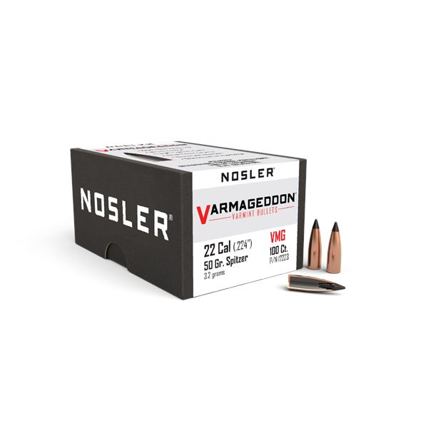 Nosler Varmageddon 22 Cal (.224") 50 Grain FB Tipped (100 Count) UPC 54041172233 SKU 17223