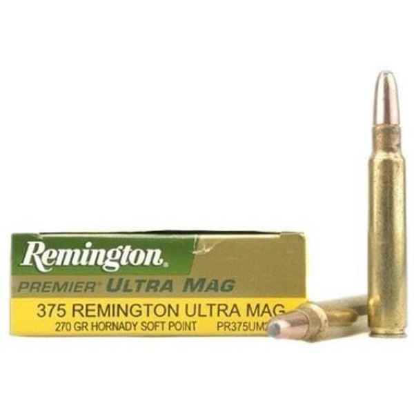 Remington Premier Ultra Mag. 375 Remington Ultra Mag. 270 Grain Hornady Soft Point UPC 47700353203 S