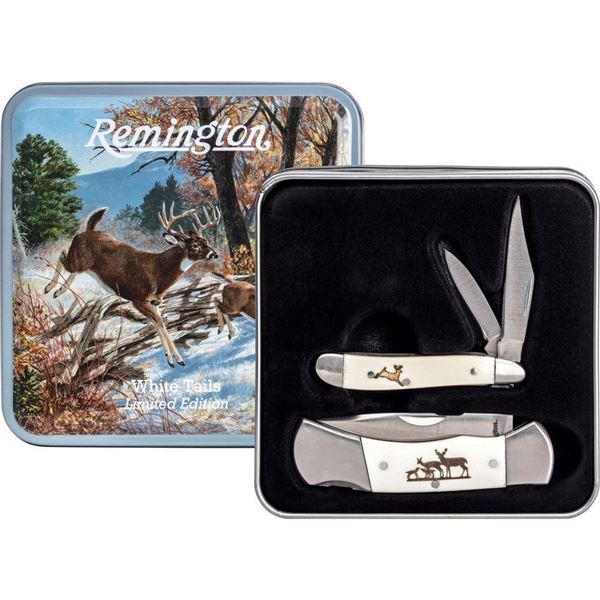 Remington - Whitetails Tin Collector Gift Set w/2 Folding Knives - 15693 UPC 47700156934 SKU 15693