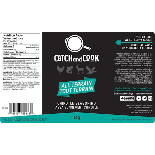Catch and Cook Spices All Terrain Chipotle Seasoning UPC 796167593133 SKU CC-004-C