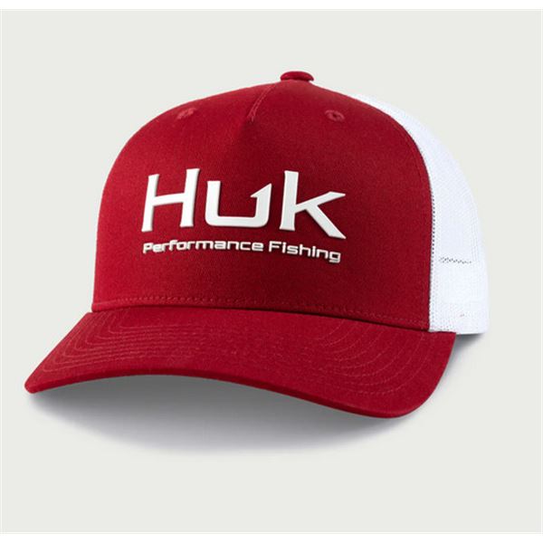 Huk Performance Fishing Trucker Hat OSFA Scarlet Blaze UPC 190840568027 SKU H3000515-621