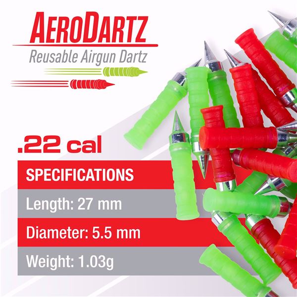 Umarex AeroDarts Reusable .22 Cal Red/Green (62 Count) UPC 723364548598 SKU 2254859