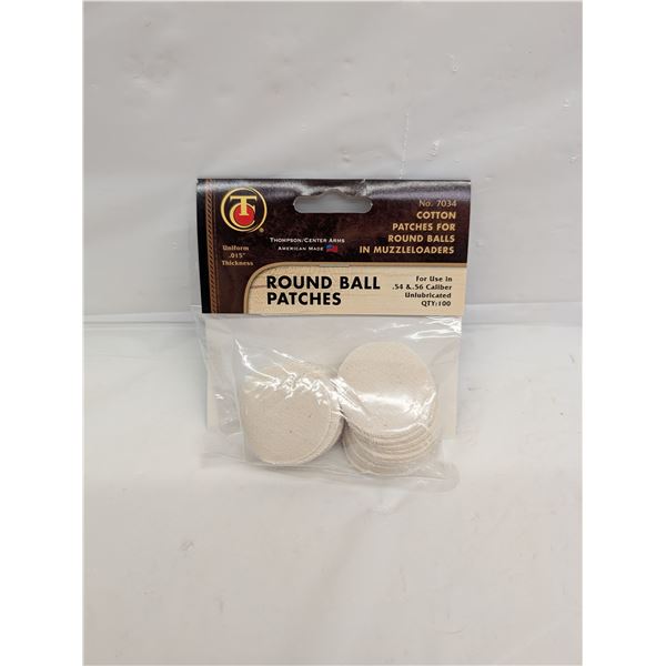 Thompson Center Round Ball 54-56 Cal Cotton Patches (100 pack) UPC 90161002760 SKU 31007034