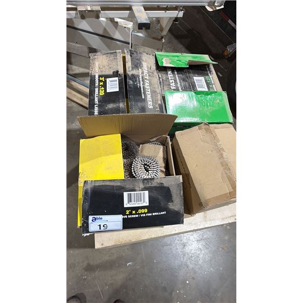 (4) BOXES OF ASSORTED COIL NAILS & 4IN LED SLIM PANEL LIGHTS