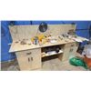 Image 1 : WOOD 2-DRAWER 4-DOOR SHOP CABINET WITH ASSORTED CONTENTS