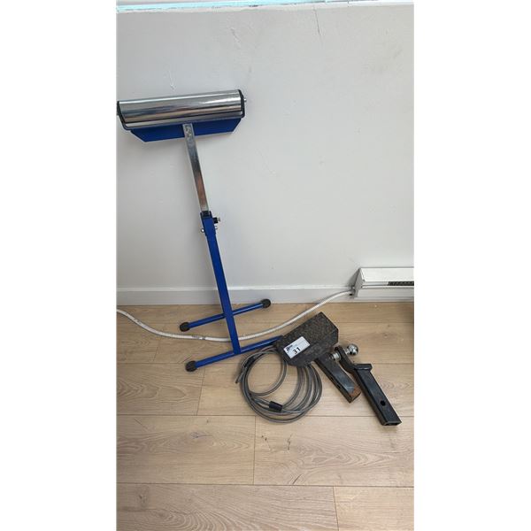 ASSORTED ITEMS INCLUDING; 2" HITCHES, HEAVY-DUTY LOCK CABLE & DRYWALL ROLLER