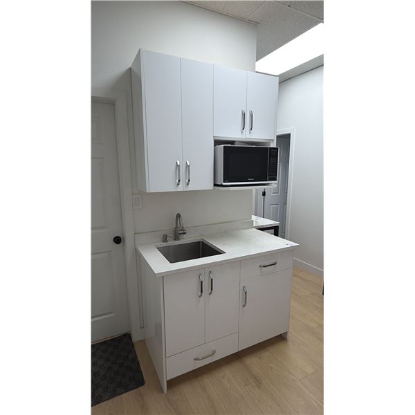 KITCHENETTE CABINETRY INCLUDING SINK & PANASONIC MICROWAVE
