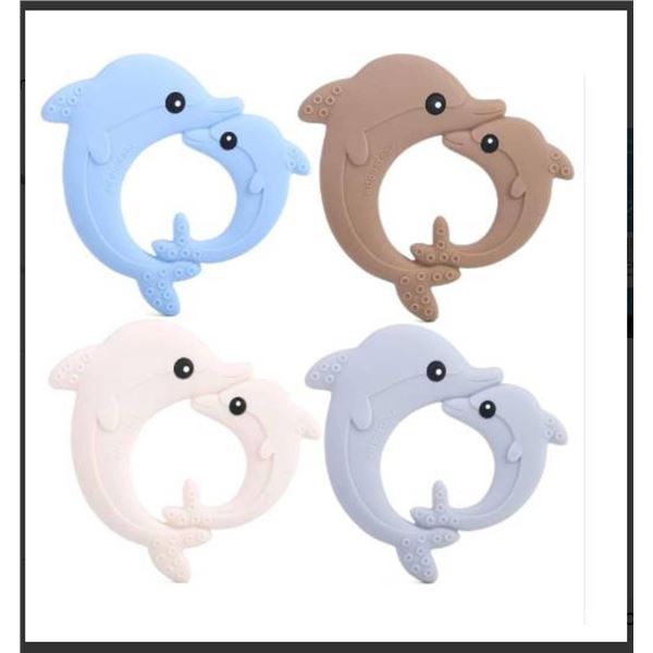 AitousTONE Silicone Teether Set, 4 Pieces, 3-24 Months