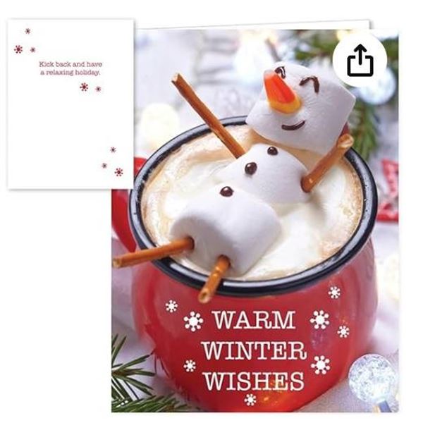 Cocoa Snowman Holiday Card Pack – Set of 25 cards – 1 design, versed inside with e