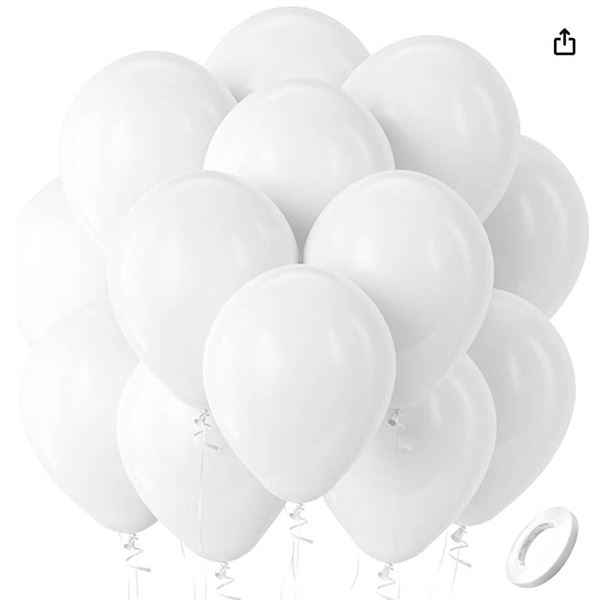 Lot of 3 – Bulk White Balloons With Ribbon