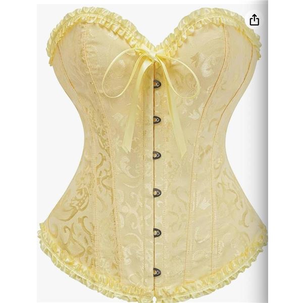 Bustier Corset Top for Women | Overbust Lace Up Waist Cincher Shapewear Lingerie Size Large