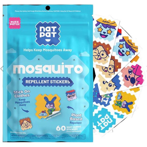 Lot of 2NatPat Mosquito Repellent Stickers Set (60 Count Each)
