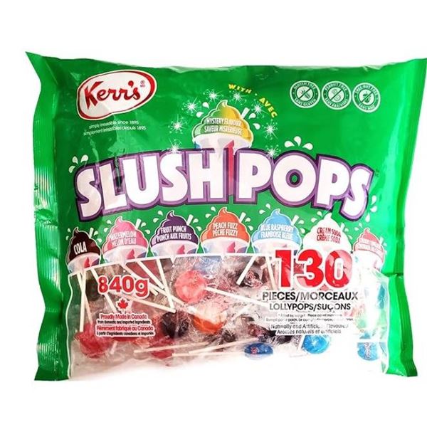 Kerr’s Slush Pops Assorted Lollipops, 130 Pieces, 840g