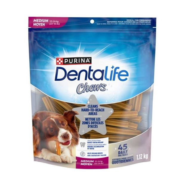 Purina Dentalife Chews Medium Dog Treats, 45 Count, 10-24kg