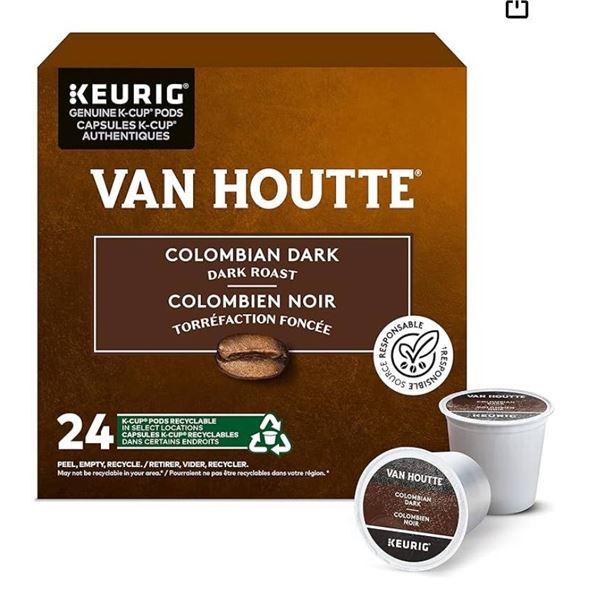 Van Houtte Colombian Dark K-Cup Coffee Pods, 24 Count For Keurig Coffee Makers