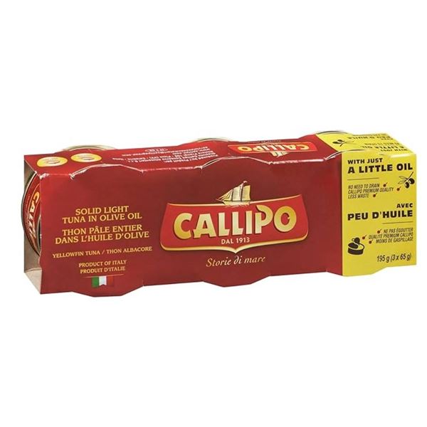 Lot of 2 Callipo Solid Light Tuna in Olive Oil – 3-Can Packs