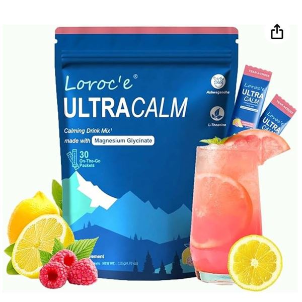 UltraCalm Cortisol Super Drink Packets, Sugar-Free, with Vitamin D, Raspberry Lemonade Electrolytes 