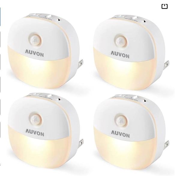 AUVON Plug in Night Light with Motion Sensor and Dusk to Dawn Sensor, Mini Warm White LED Nightlight
