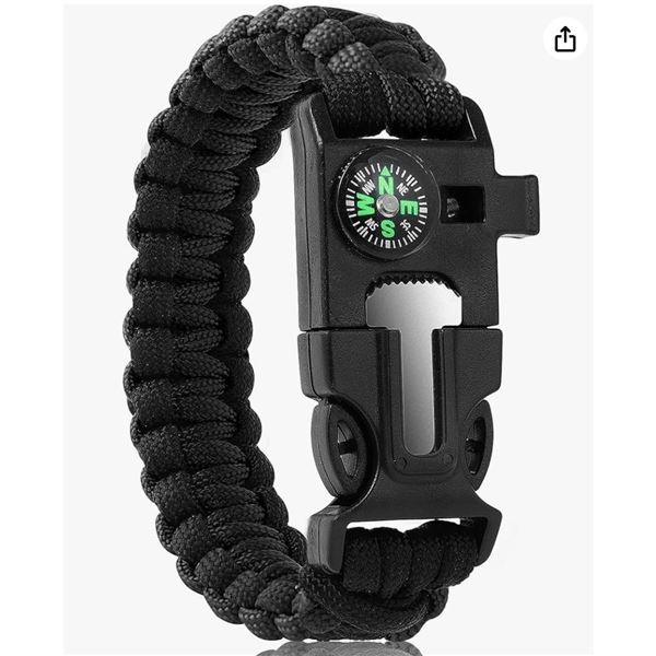 Lot of 2 – 20-in-1 SOS LED Adjustable Paracord Bracelet Survival Tool